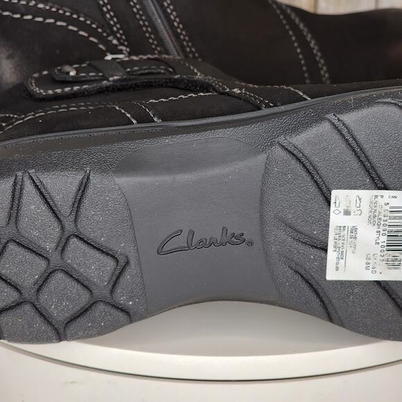 Clarks Women's Carleigh Style Black Nubuck Ankle Boots - Size 8 M - Picture 8 of 11